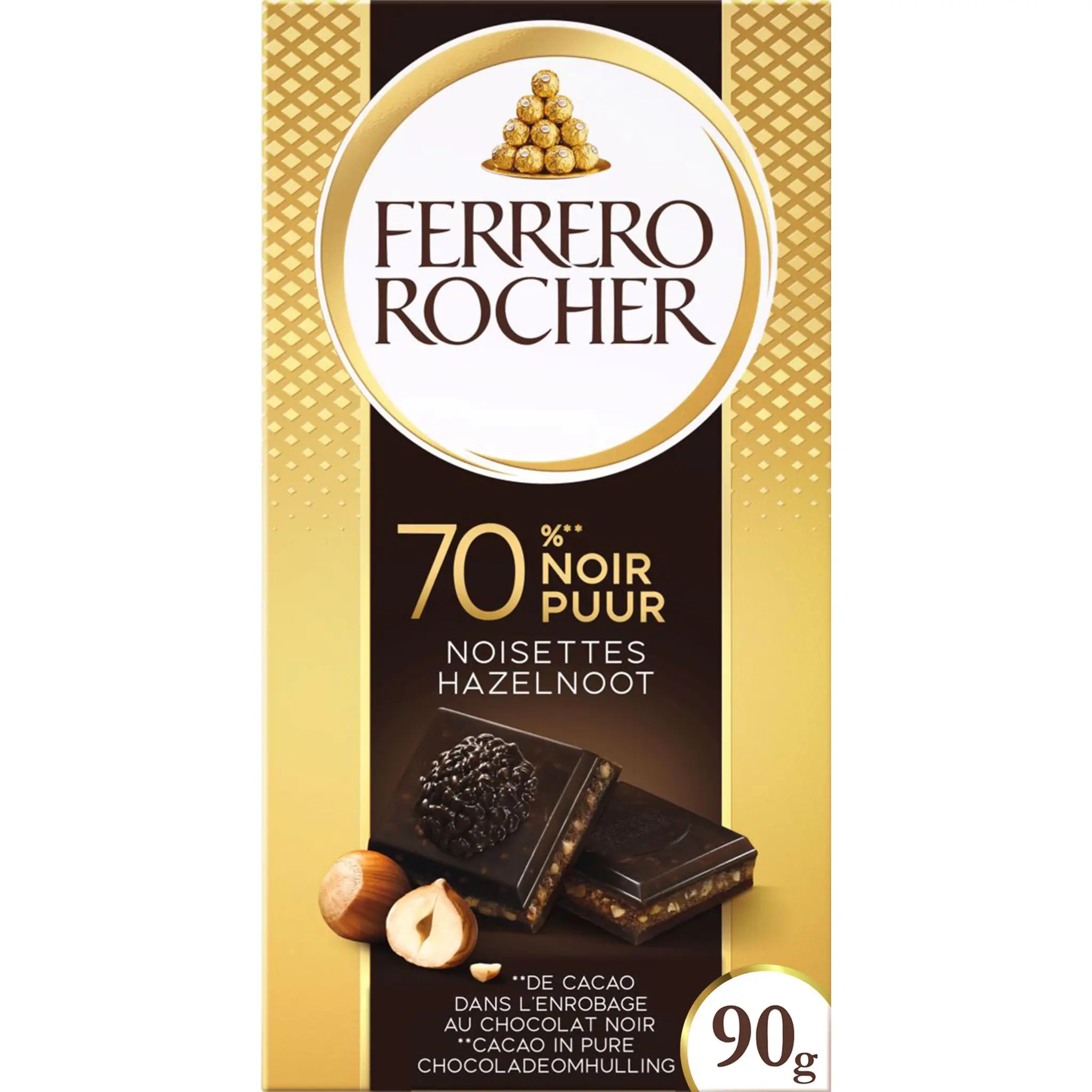 FERRERO ROCHER Tablette de chocolat noir 55% cacao fourrée aux noisettes