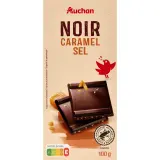 AUCHAN Tablette de chocolat noir caramel et sel marin