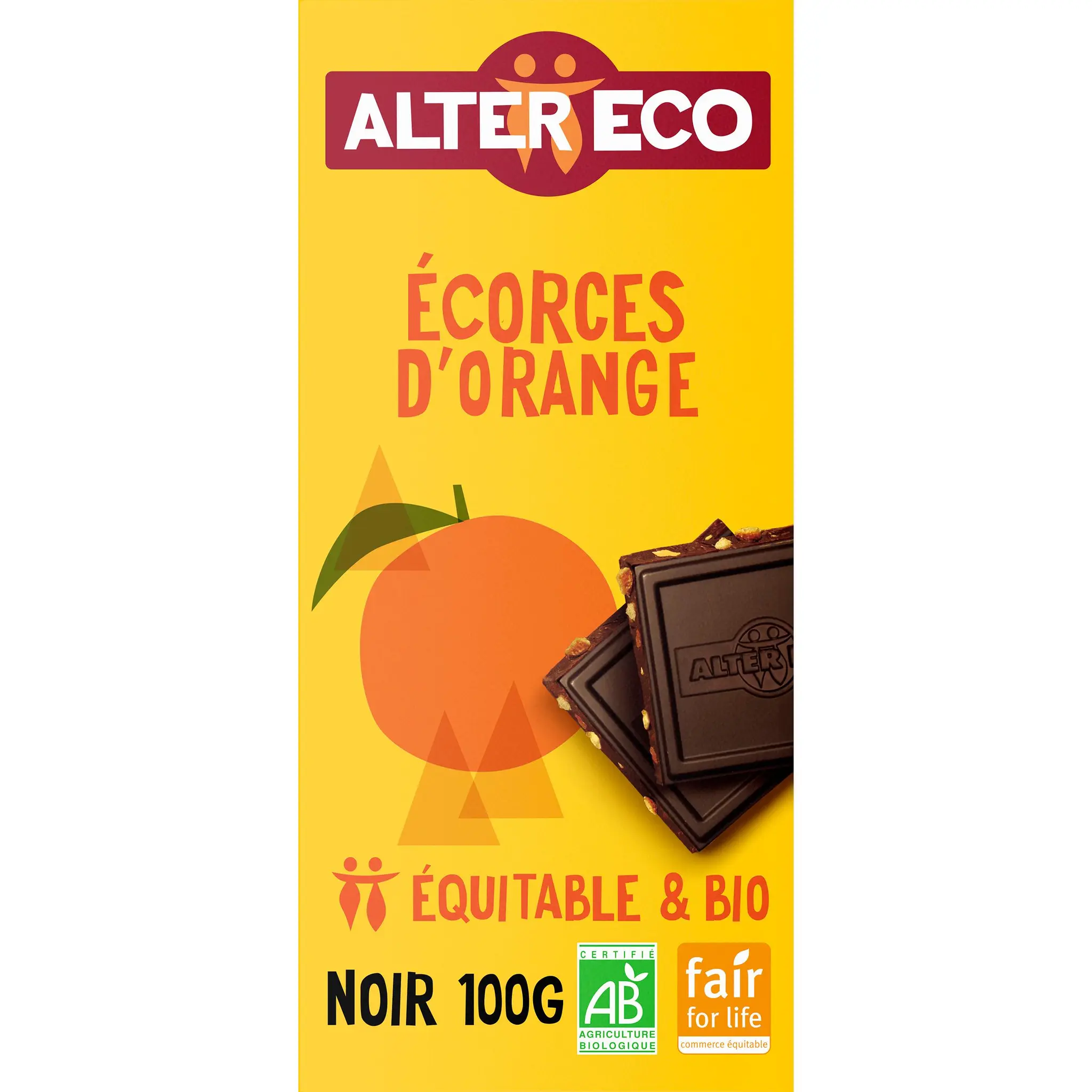 ALTER ECO Tablette de chocolat noir et écorces d'orange bio et équitable Pérou