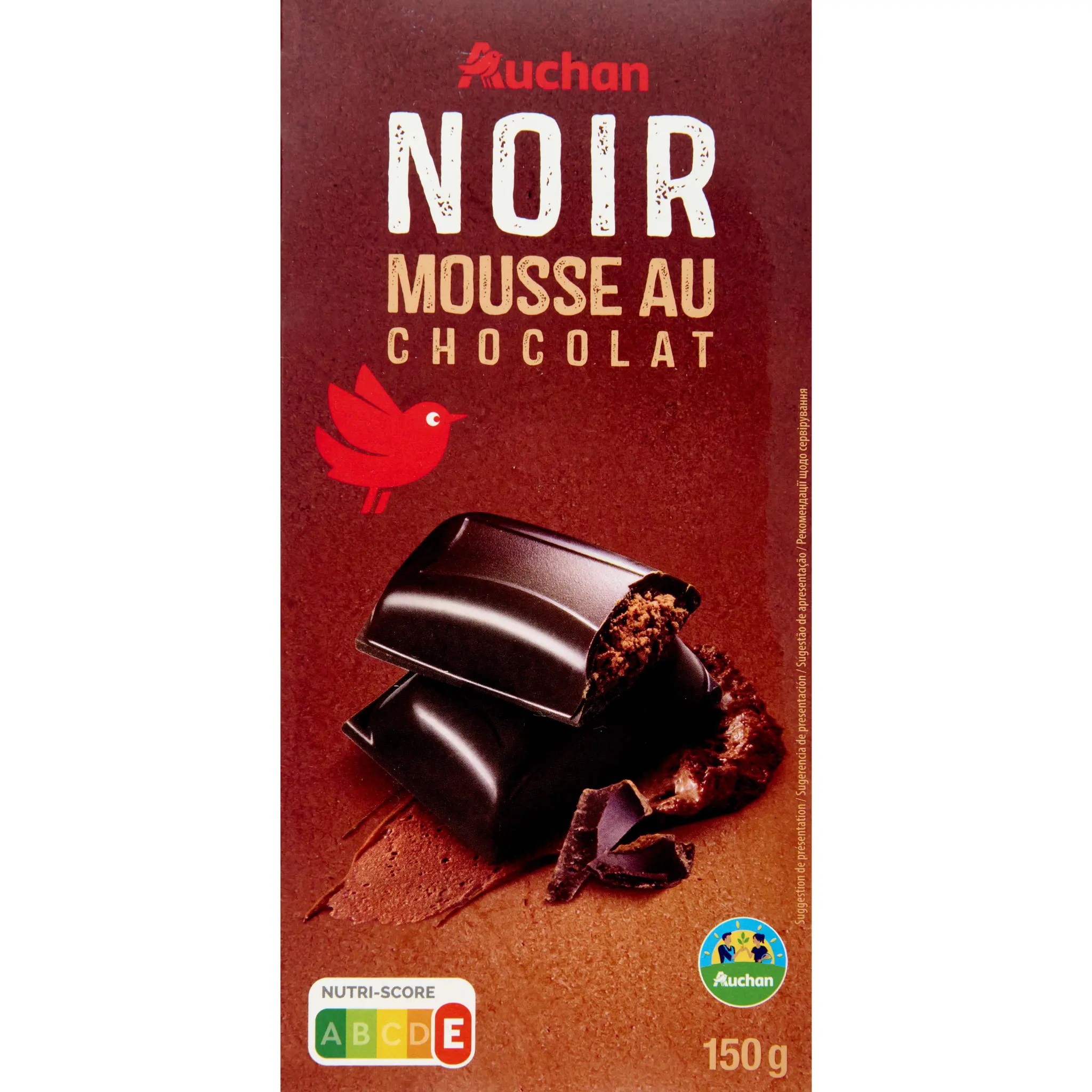AUCHAN CULTIVONS LE BON Tablette de chocolat noir mousse au chocolat