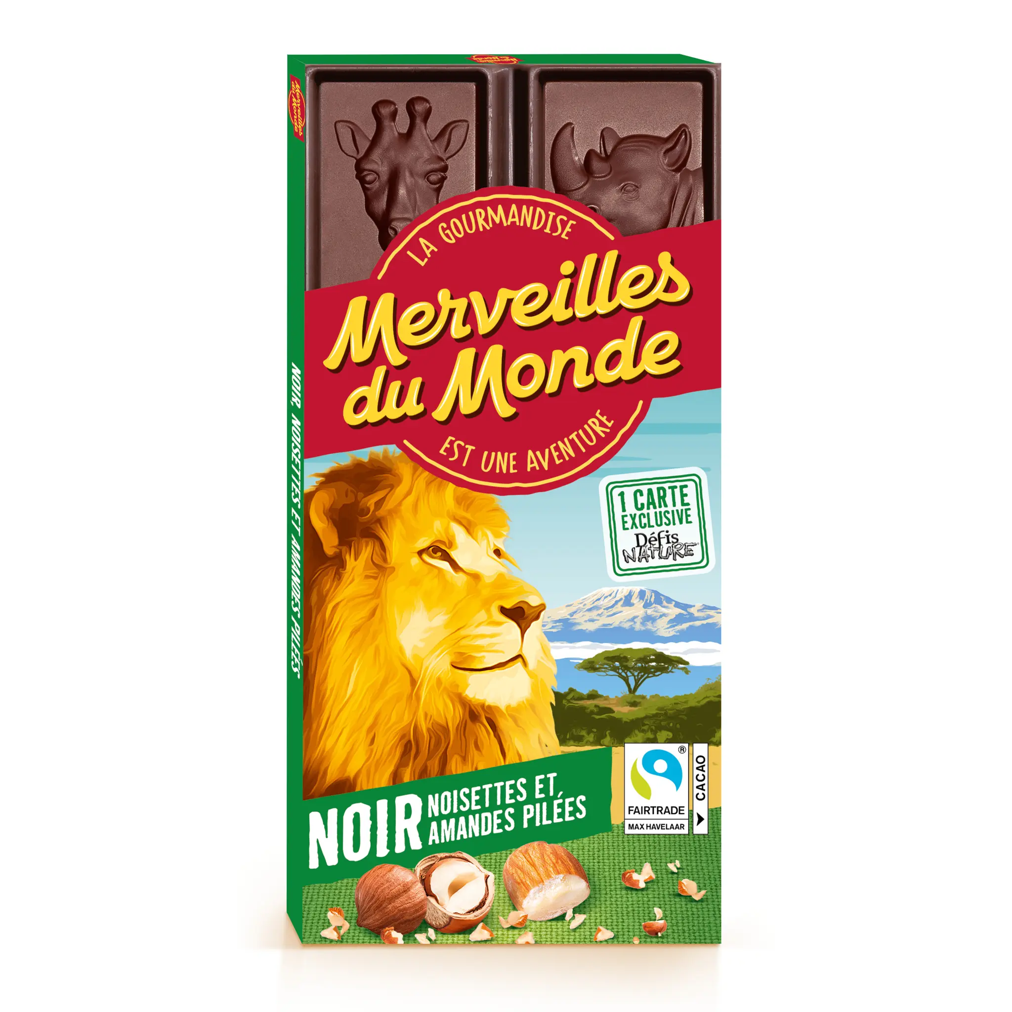 MERVEILLES DU MONDE Tablette de chocolat noir noisettes et amandes pilées