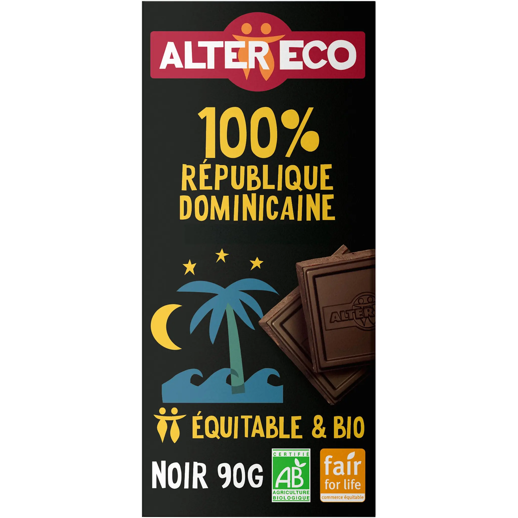 ALTER ECO Tablette de chocolat noir 100% cacao bio République Dominicaine