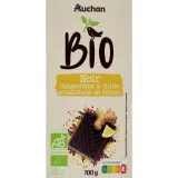 AUCHAN BIO CULTIVONS LE BON Tablette de chocolat noir citron gingembre