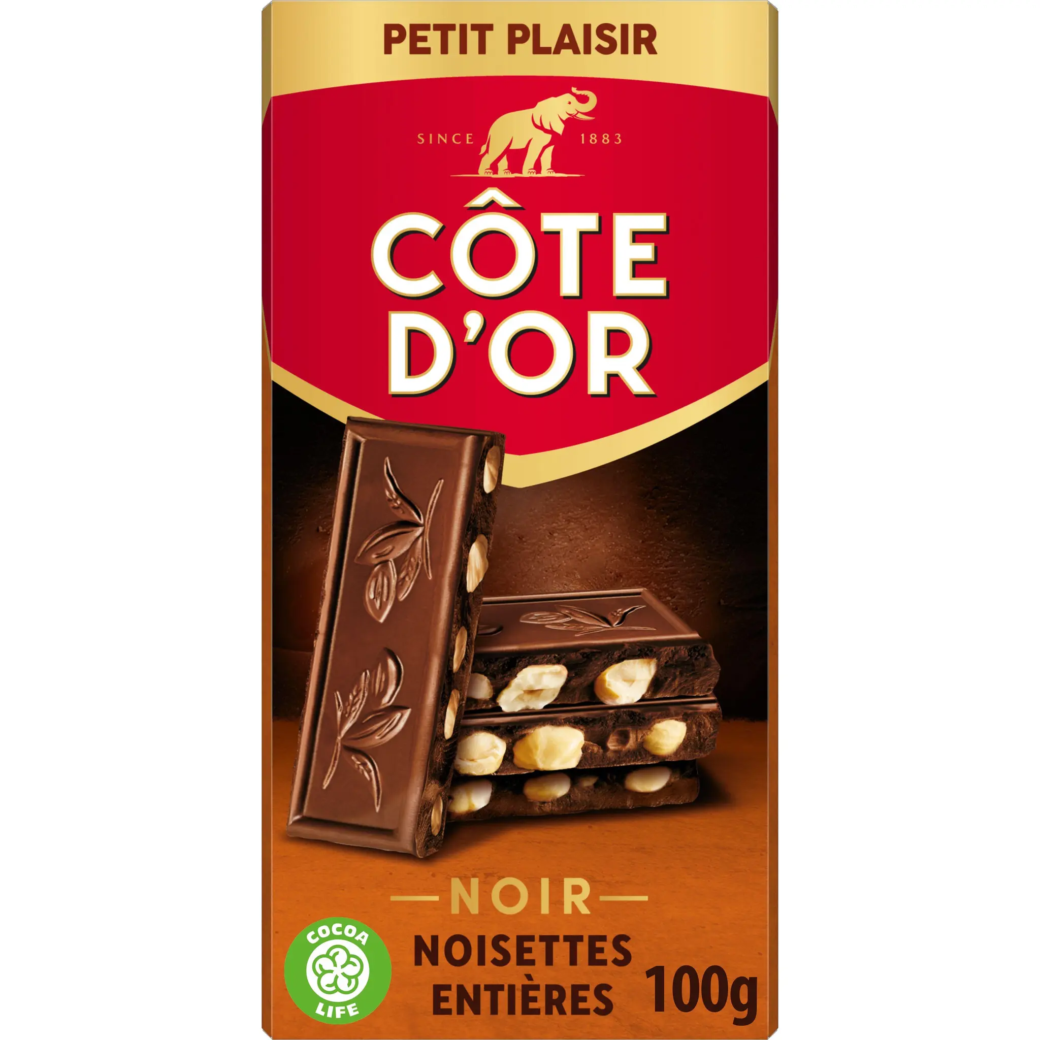 COTE D'OR Tablette de chocolat noir aux noisettes entières