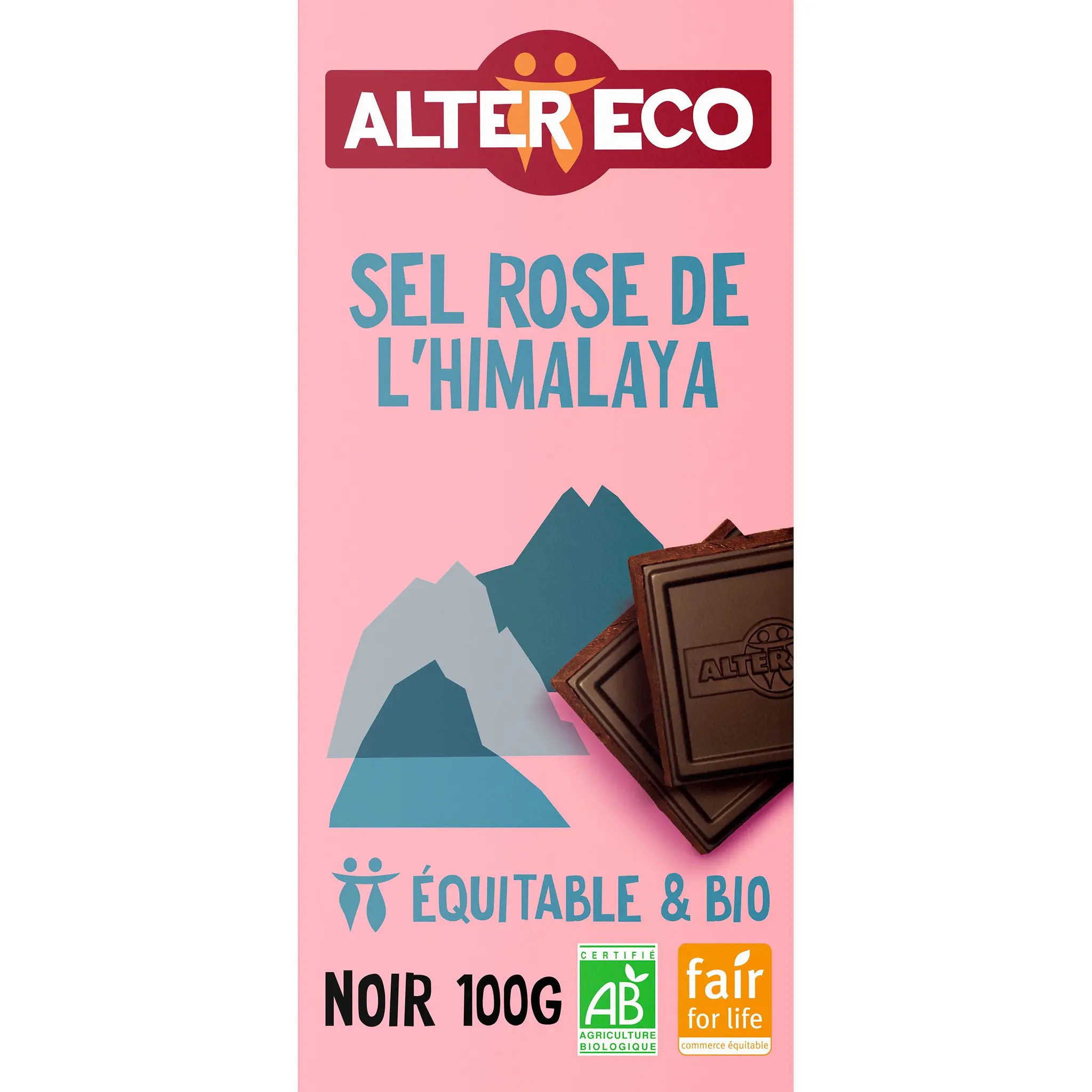 ALTER ECO Tablette de chocolat noir bio et équitable au sel rose de l'Himalaya