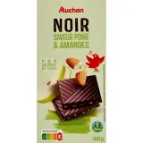 AUCHAN CULTIVONS LE BON Tablette de chocolat noir saveur poire et amandes