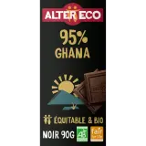 ALTER ECO Tablette de chocolat noir bio et équitable Ghana 95% cacao