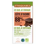 ETHIQUABLE Tablette de chocolat noir bio 88% cacao Bolivie grand cru