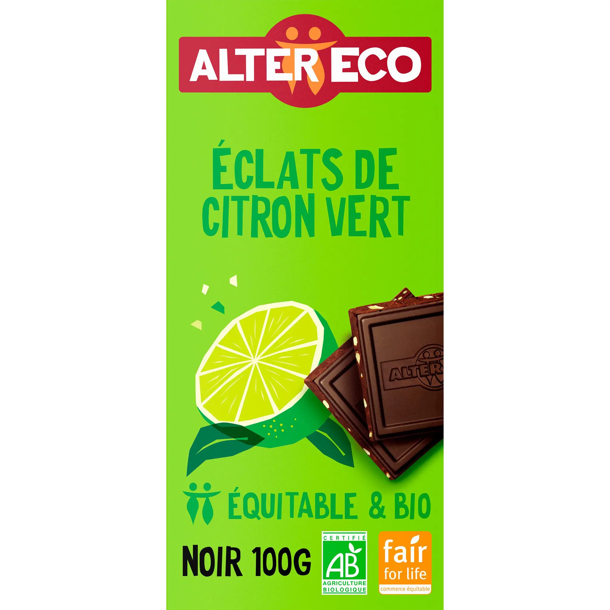 ALTER ECO Tablette de chocolat noir et zestes de citron bio et équitable Pérou