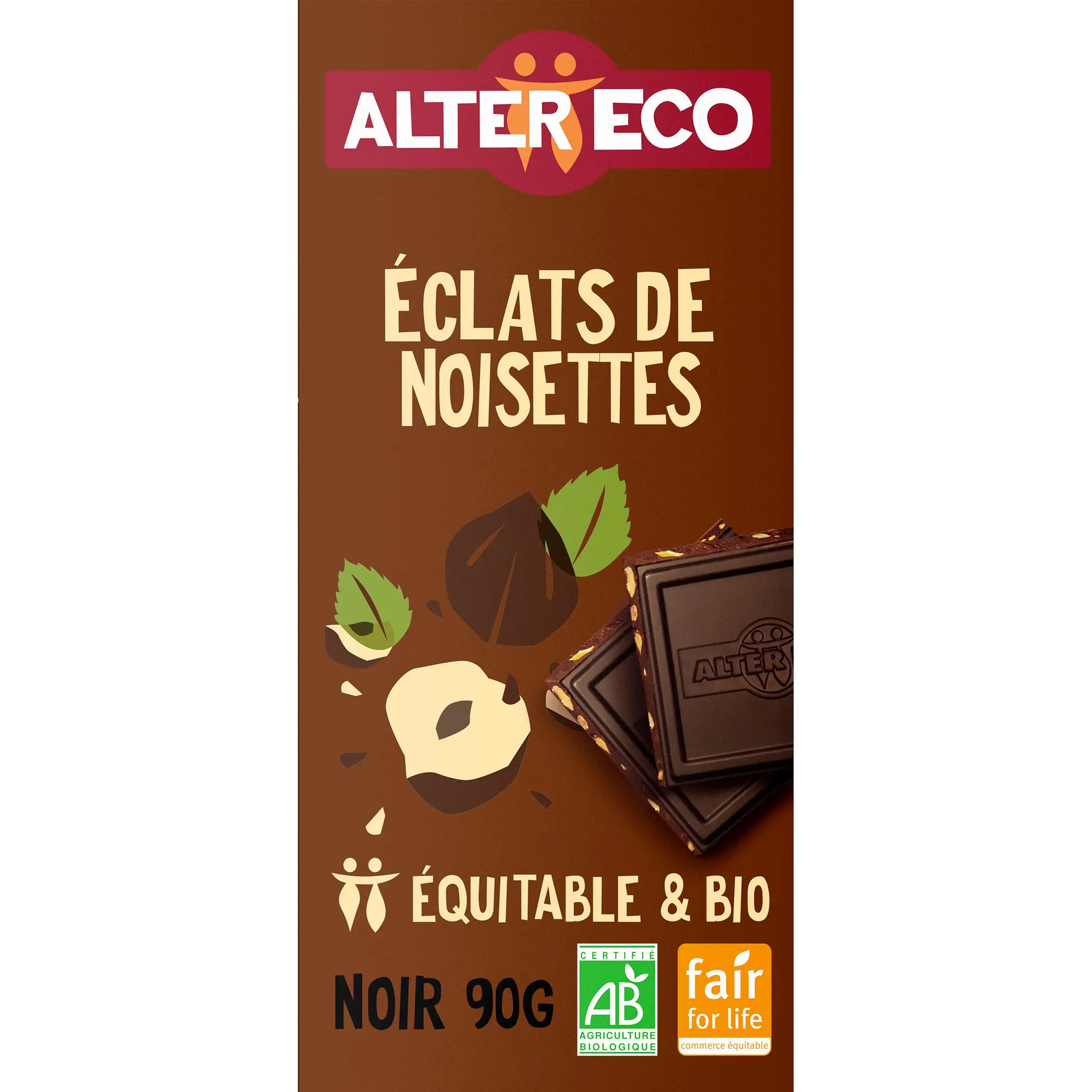 ALTER ECO Tablette de chocolat noir éclats noisettes bio