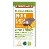 ETHIQUABLE Tablette de chocolat noir bio écorce d'orange Pérou Haïti 65% cacao