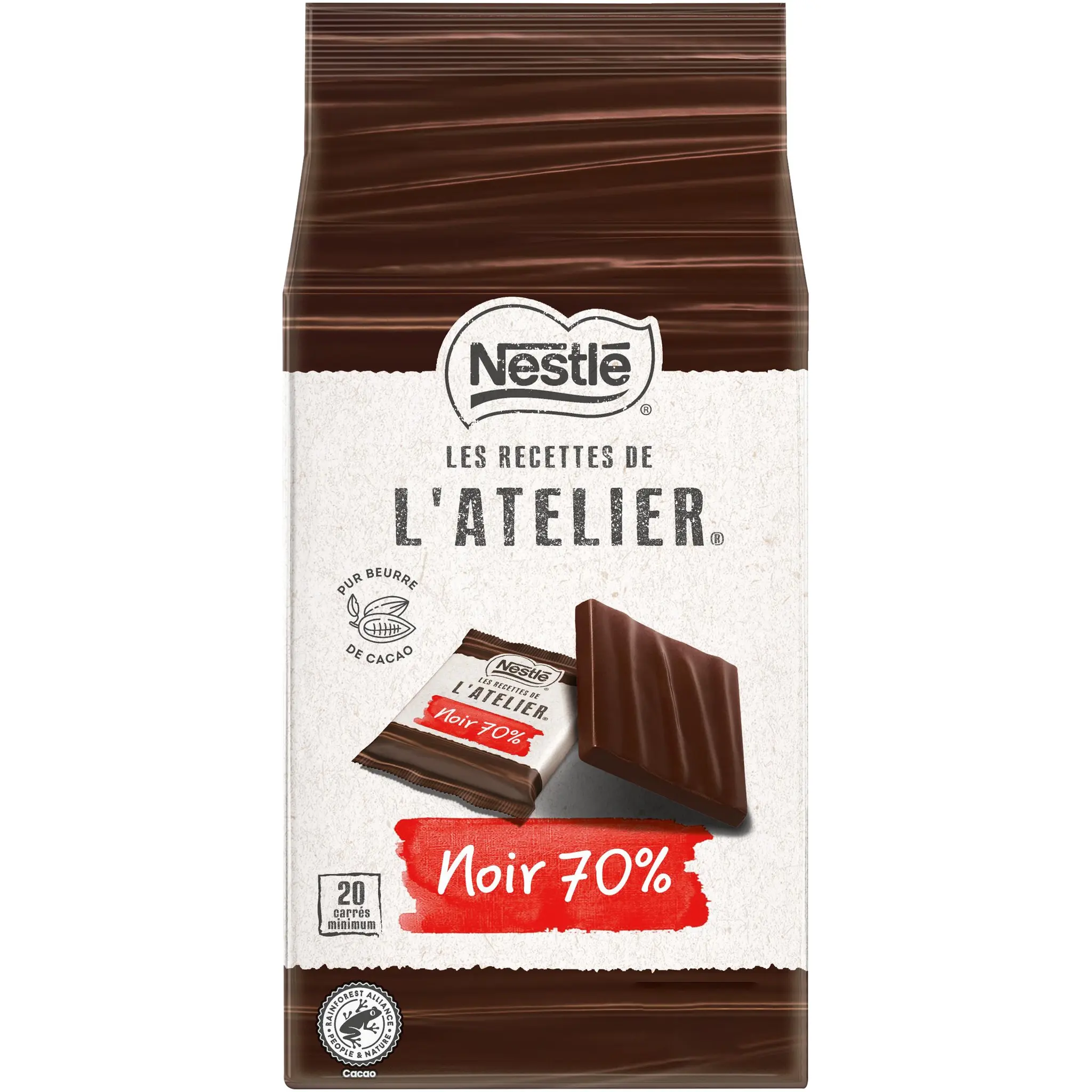 NESTLE Les Recettes de l'Atelier carrés de chocolat noir 70%