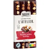NESTLE Les Recettes de l'Atelier Tablette de chocolat noir avec noisettes entières torréfiées