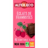 ALTER ECO Tablette de chocolat noir éclats de framboises bio et équitable