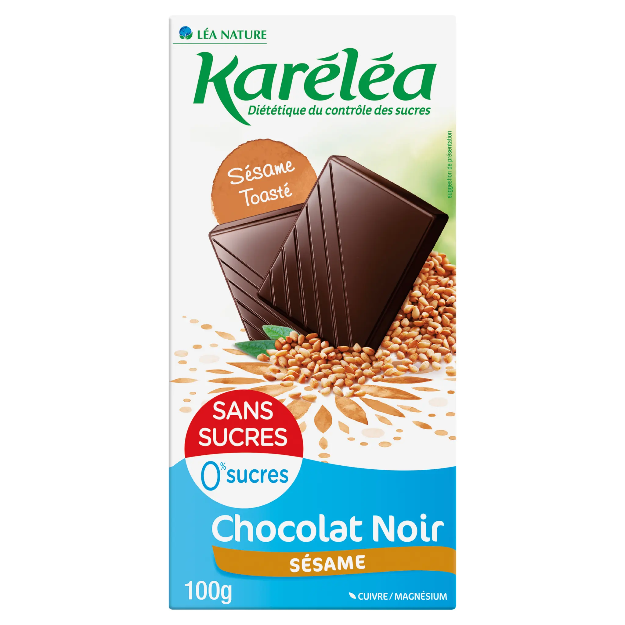 KARELEA Tablette de chocolat noir au sésame sans sucres
