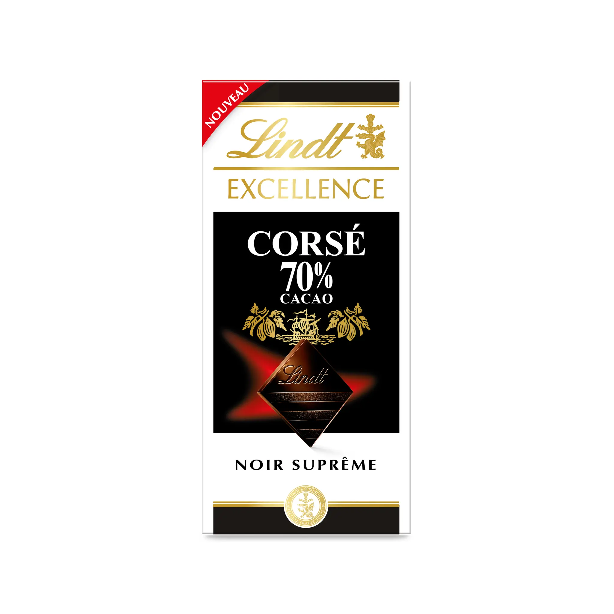 LINDT Excellence Tablette de chocolat noir suprême corsé 70% cacao