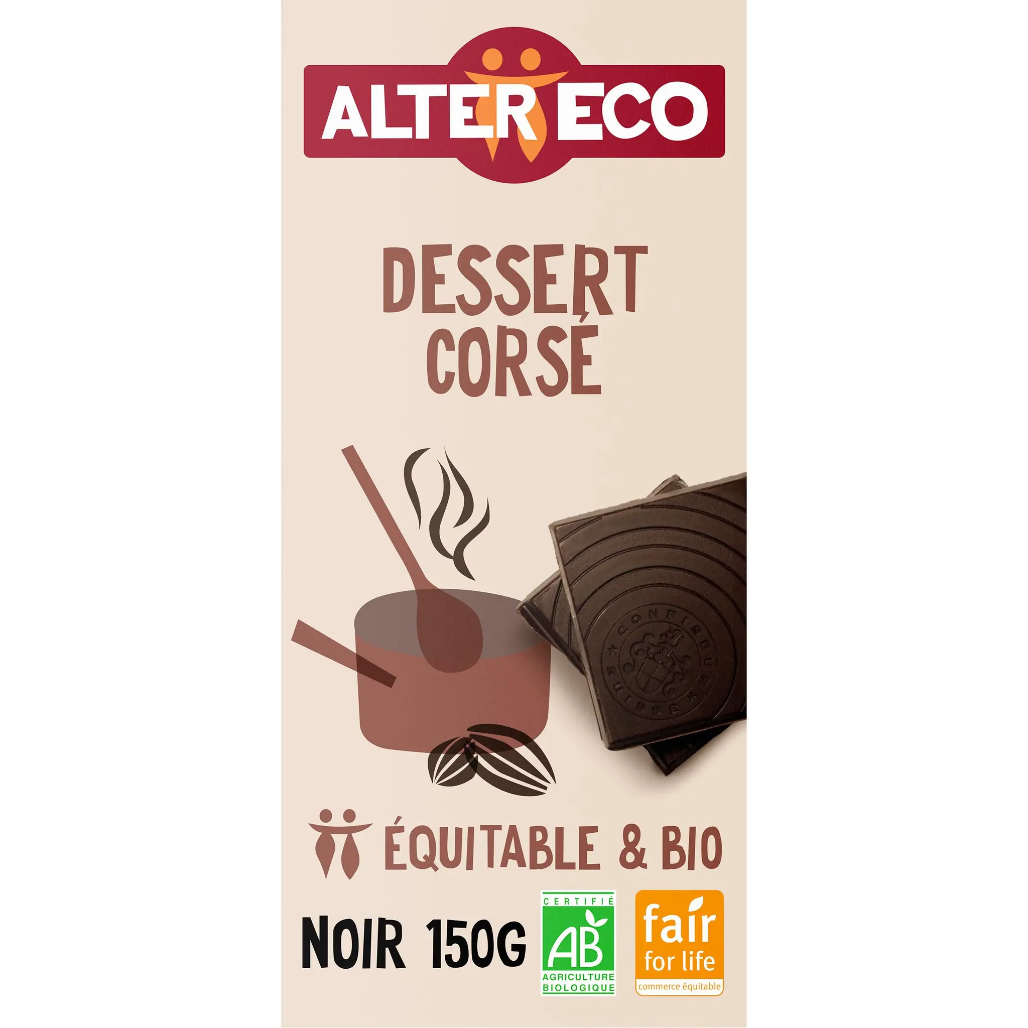 ALTER ECO Tablette de chocolat noir dessert corsé bio