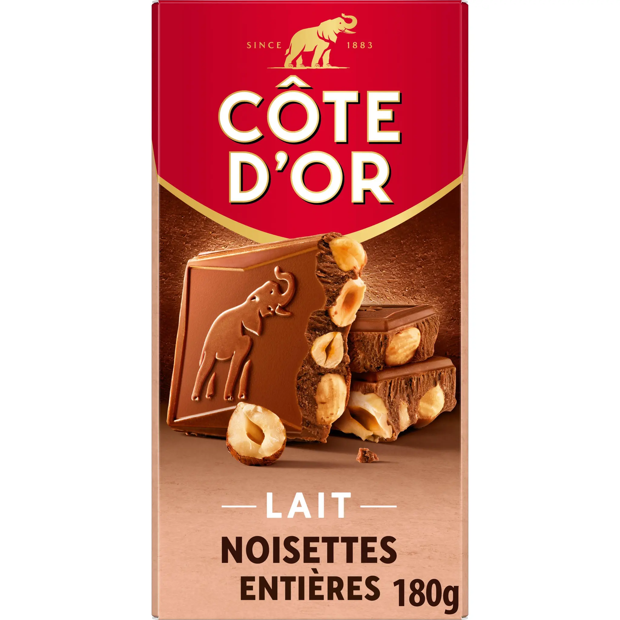 COTE D'OR Tablette de chocolat au lait et noisettes entières