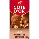 COTE D'OR Tablette de chocolat au lait et noisettes entières