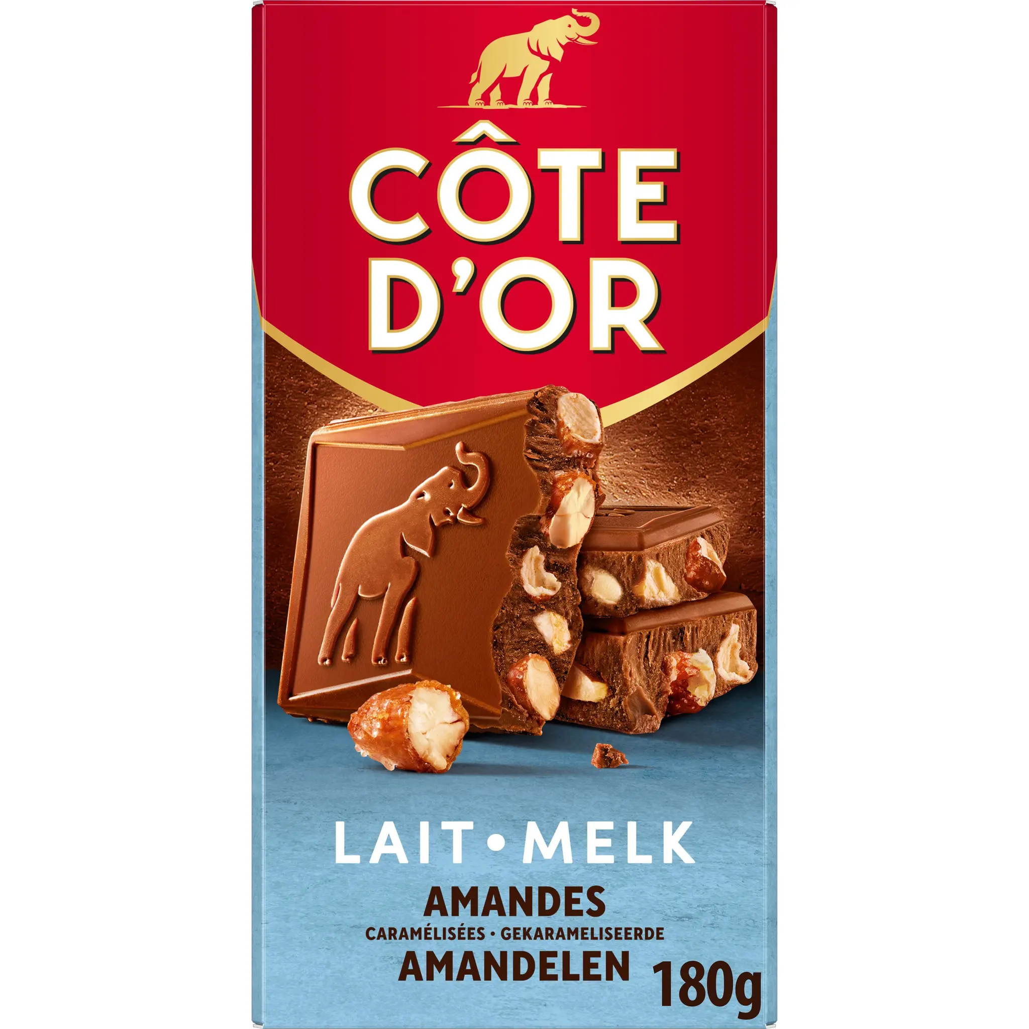 COTE D'OR Tablette de chocolat au lait, à la pointe de sel et aux amandes caramélisées