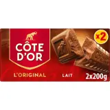 COTE D'OR L'original tablette de chocolat au lait en barres