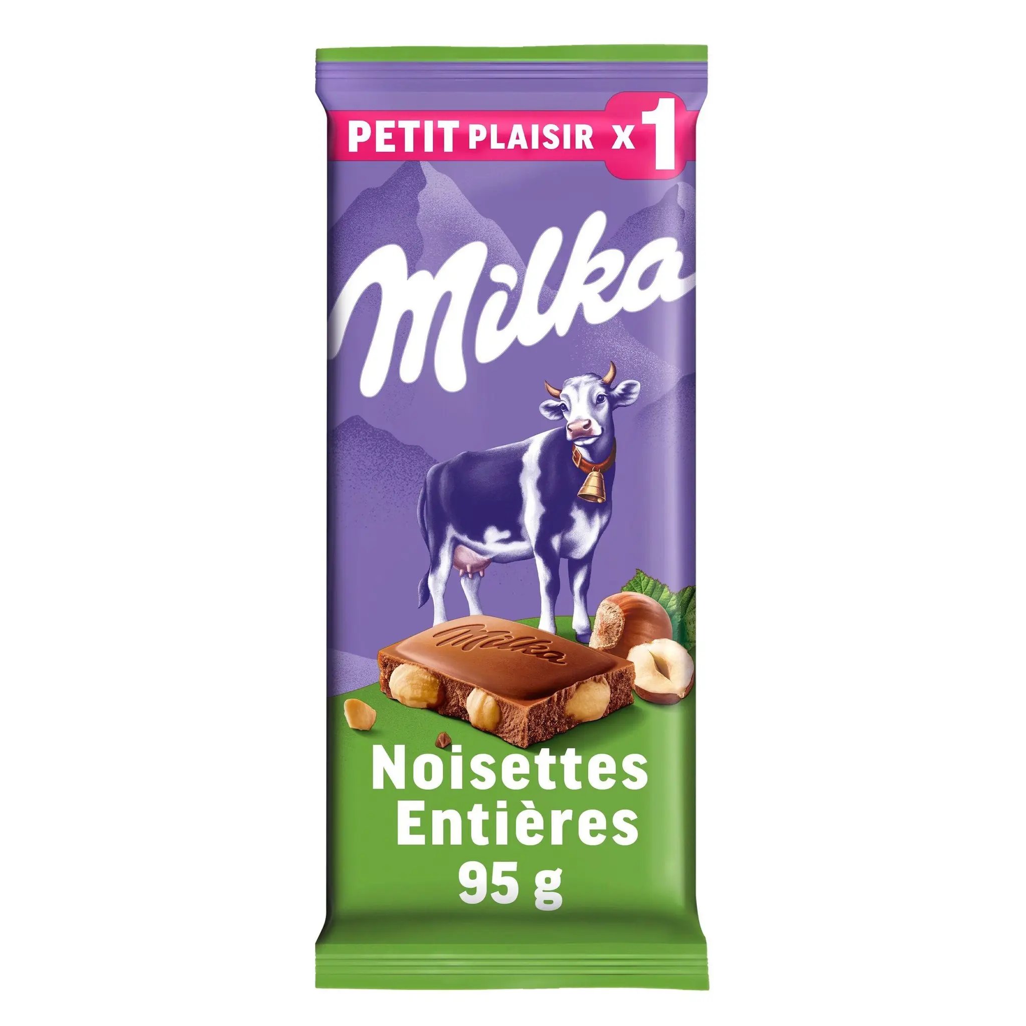 MILKA Tablette de chocolat au lait avec des noisettes entières