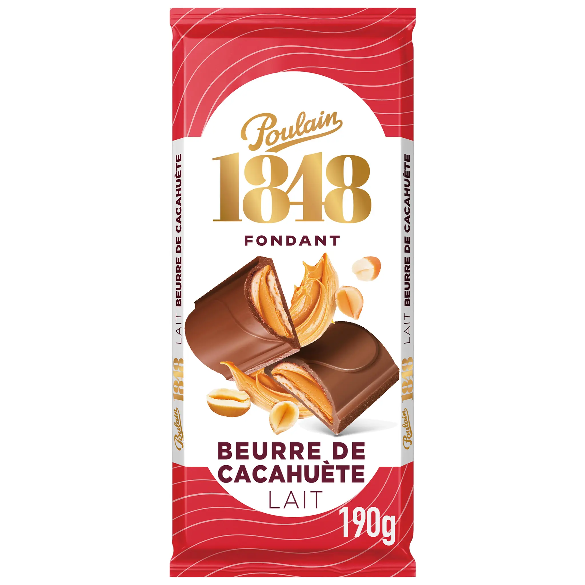 POULAIN 1848 Tablette de chocolat au lait fourrée avec une garniture au beurre de cacahuète