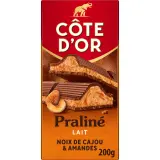 COTE D'OR Tablette de chocolat au lait praliné cajou et amandes
