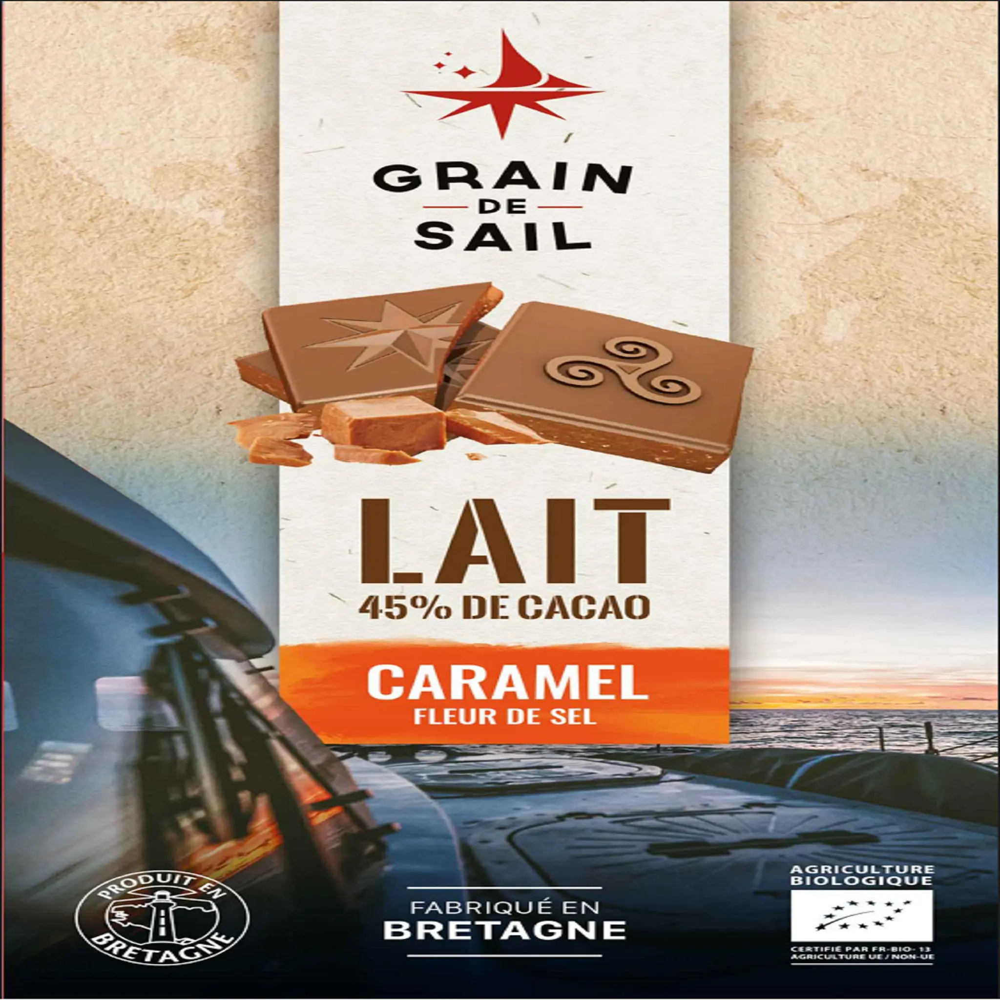GRAIN DE SAIL Tablette de chocolat au lait caramel fleur de sel bio