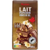AUCHAN Tablette de chocolat au lait popcorn et fleur de sel