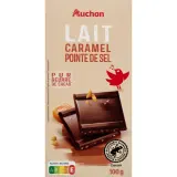 AUCHAN Tablette de chocolat au lait, caramel et pointe de sel