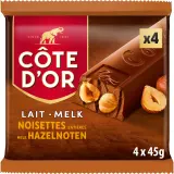 COTE D'OR Tablette de chocolat au lait noisettes entières en barres