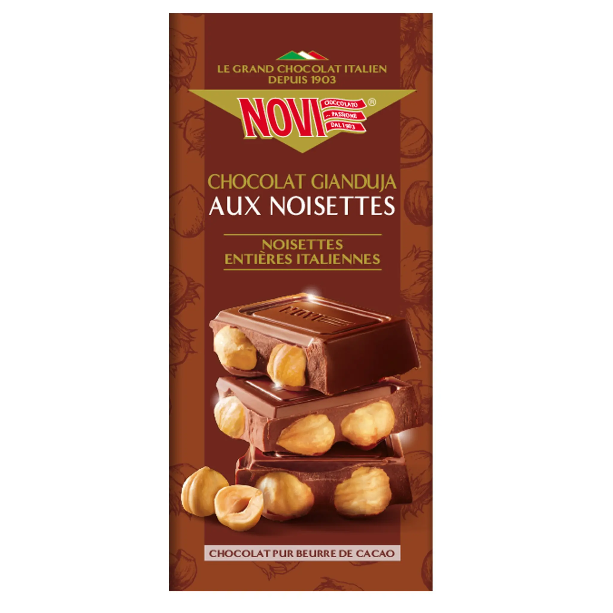 NOVI Tablette de chocolat Gianduja et aux noisettes
