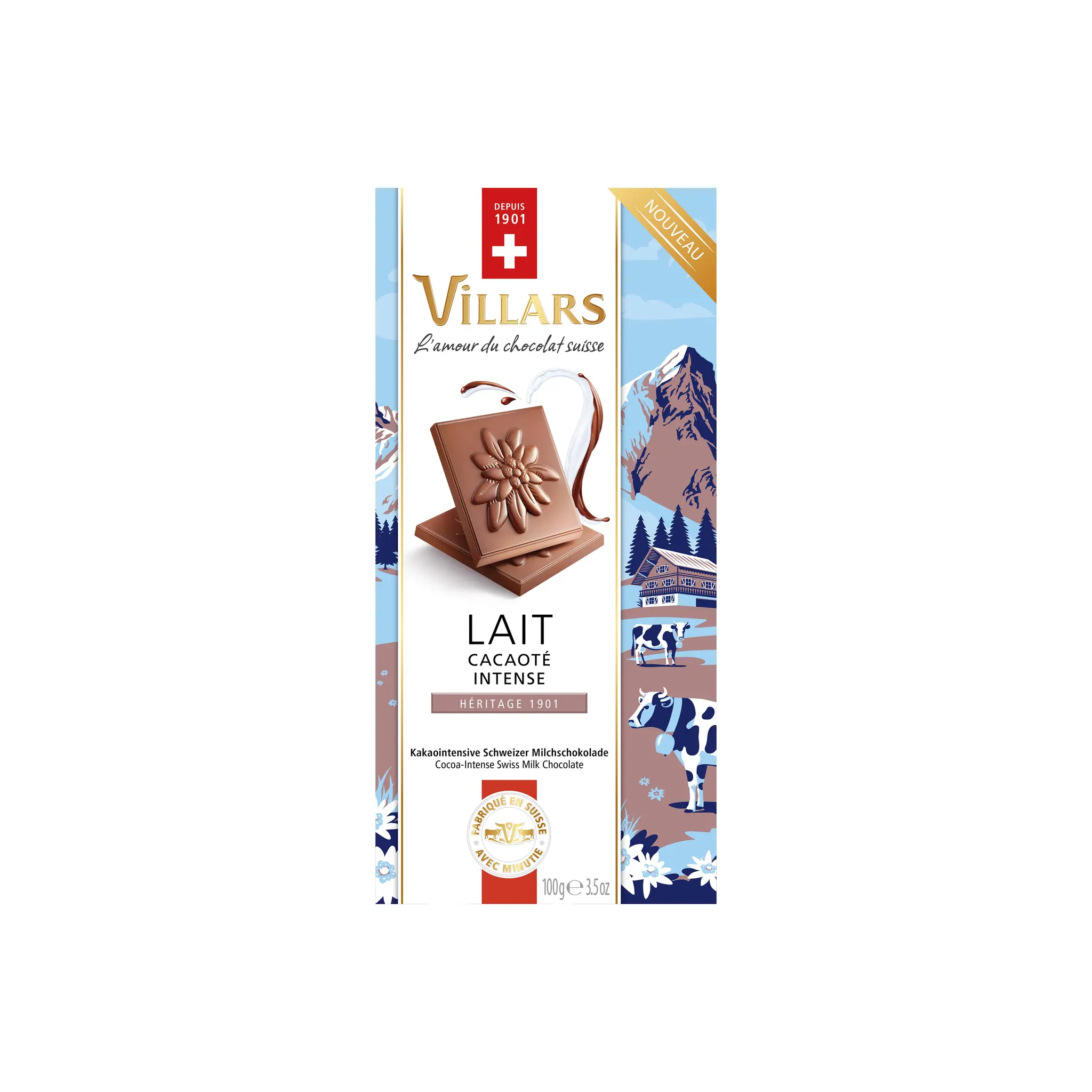 VILLARS Tablette de chocolat au lait cacaoté intense