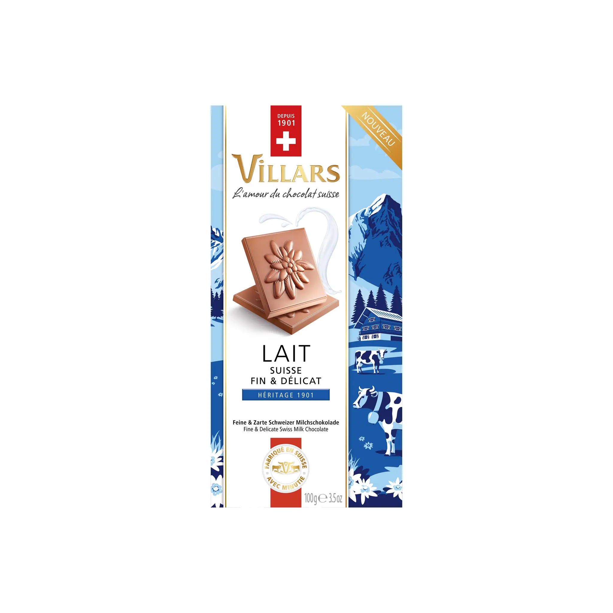 VILLARS Tablette de chocolat au lait suisse fin et délicat