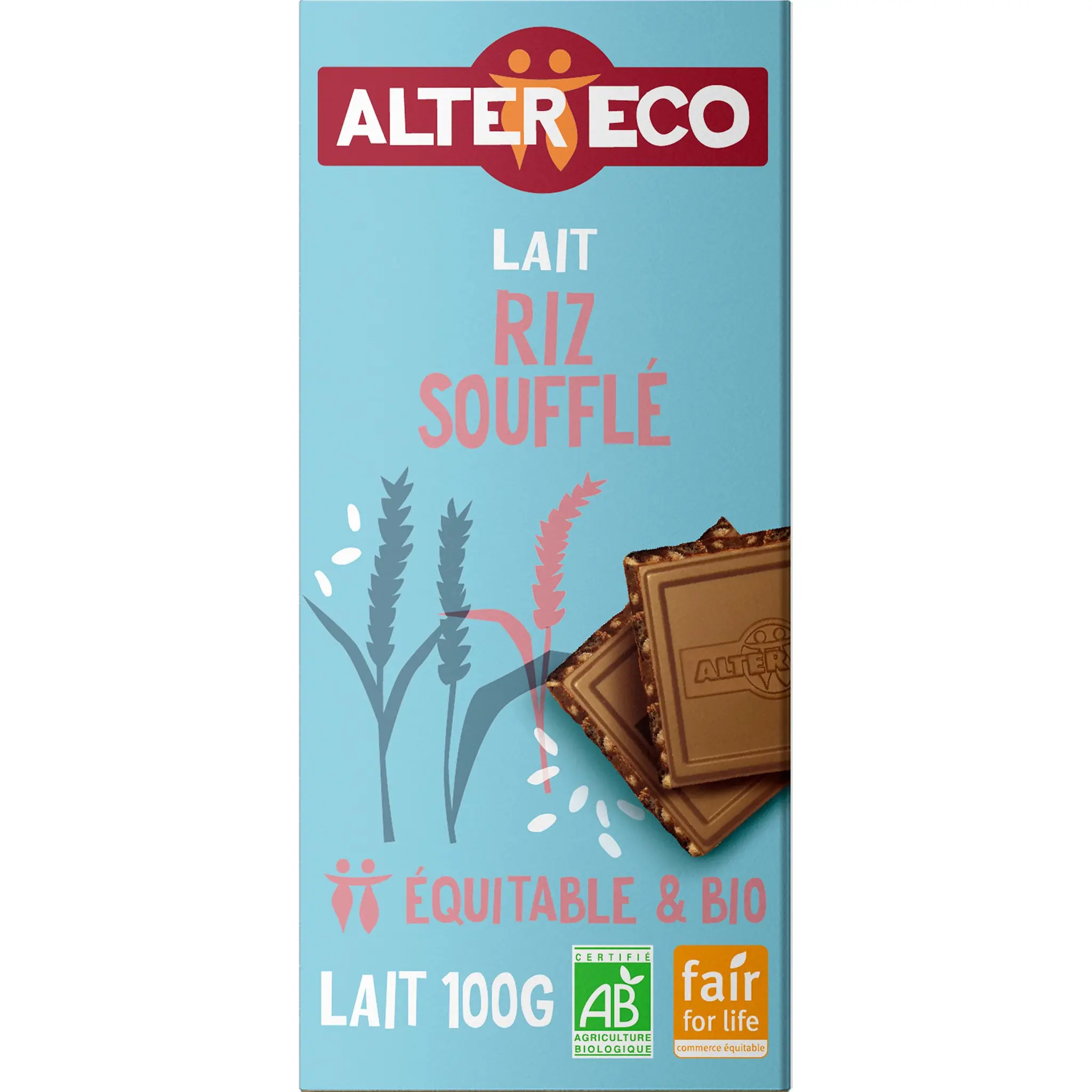 ALTER ECO Tablette de chocolat au riz soufflé croquant bio