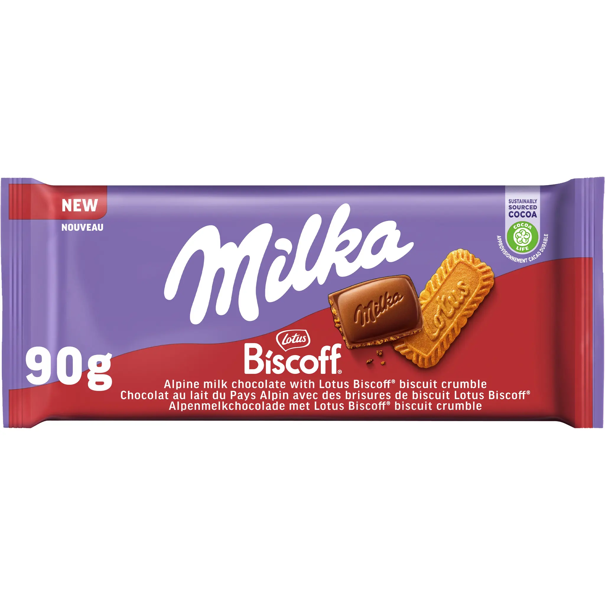MILKA Tablette de chocolat au lait avec biscuits Biscoff