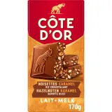 COTE D'OR Tablette de chocolat au lait aux morceaux de noisettes caramel et riz croustillant