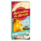 MERVEILLES DU MONDE Tablette de chocolat blanc noix de coco noisettes et amandes pilées