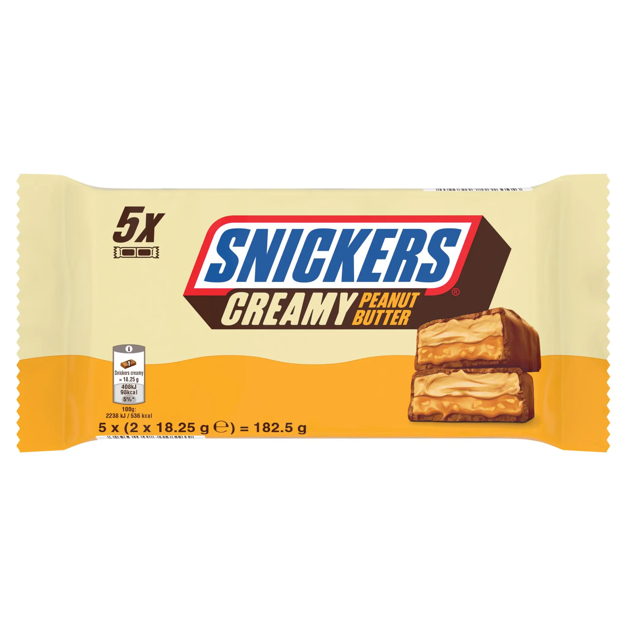 SNICKERS Creamy Barres chocolatées au beurre de cacahuète caramel aux éclats de nougat et de cacahuète