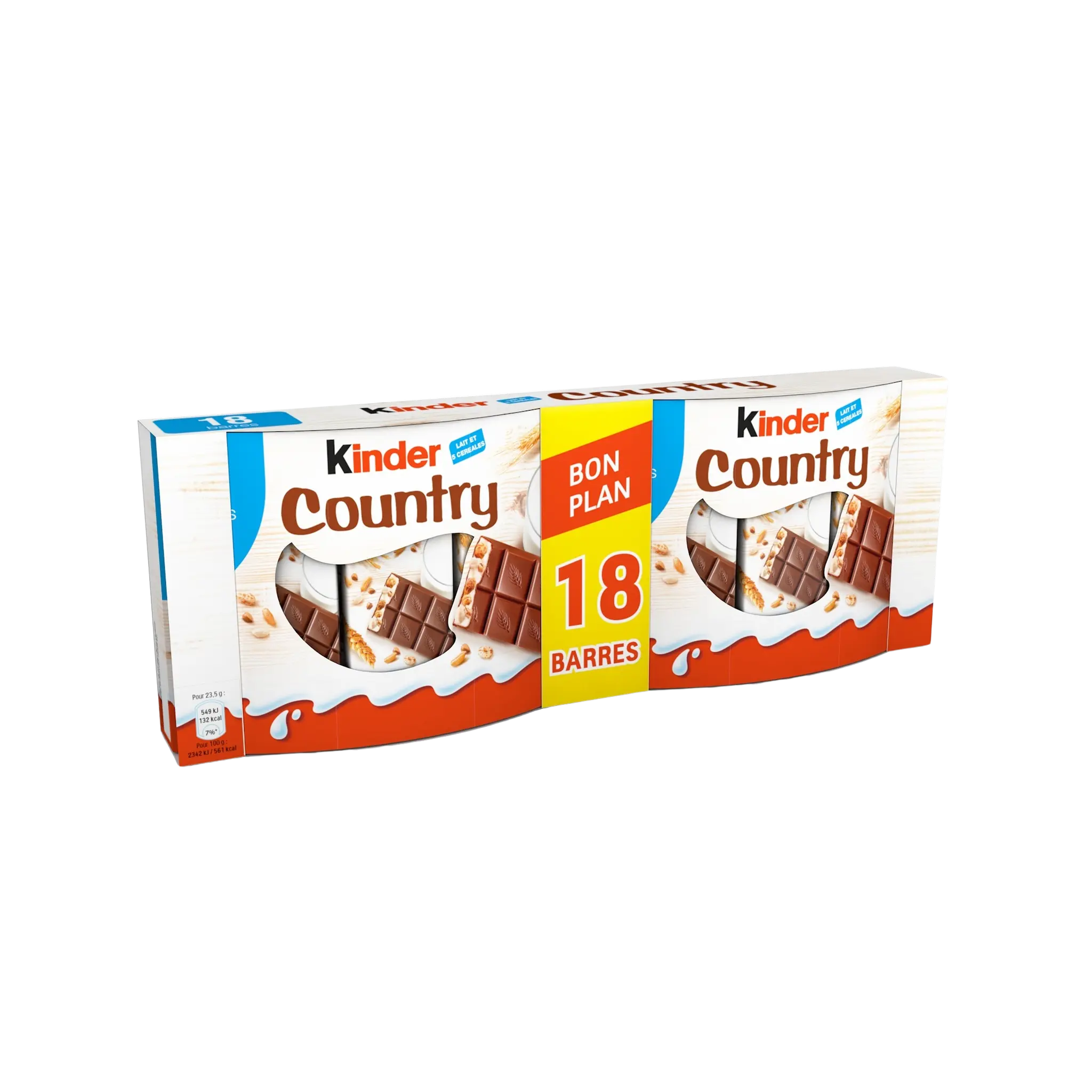 KINDER Country barres chocolatées céréales soufflées
