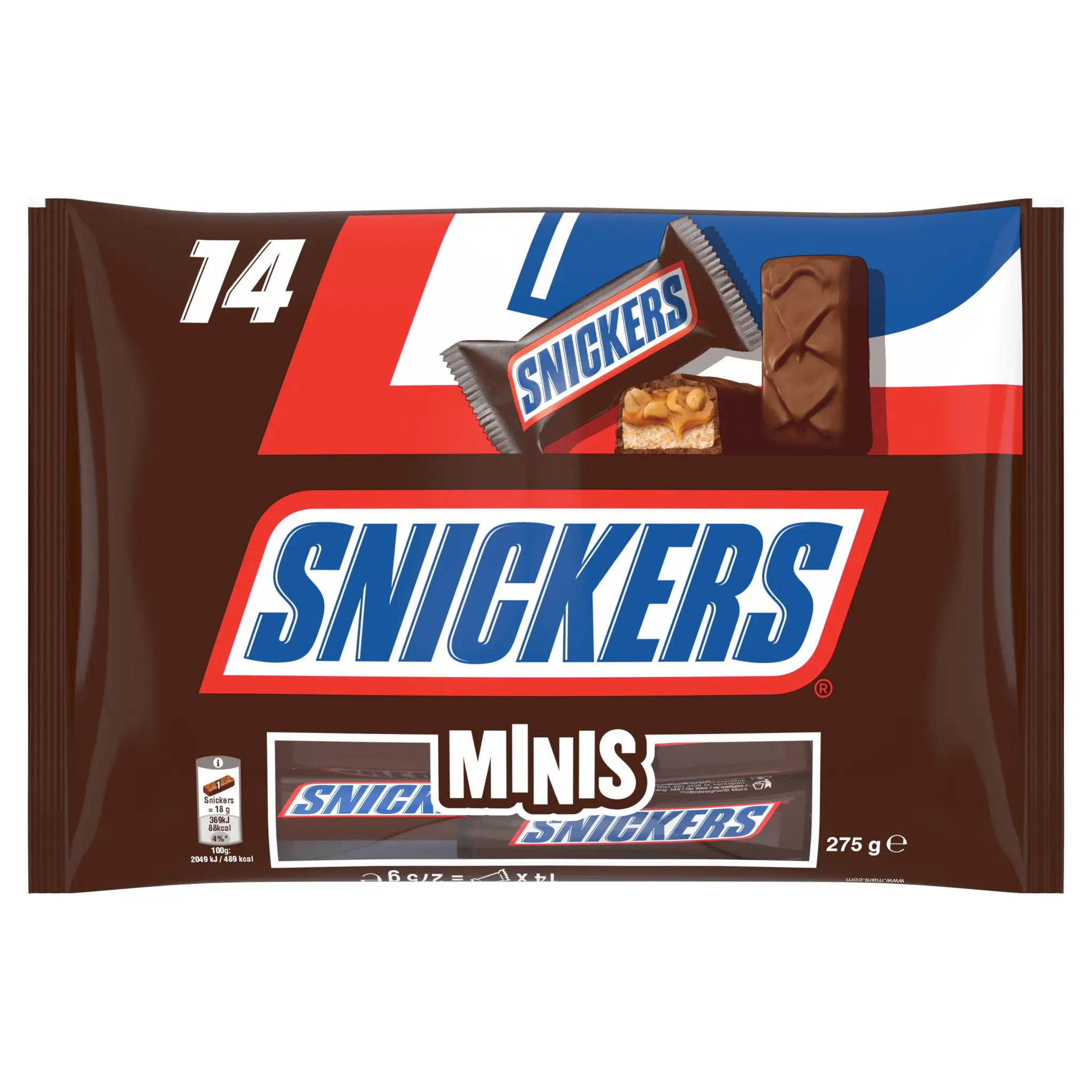 SNICKERS Mini barres chocolatées aux cacahuètes grillées et caramel