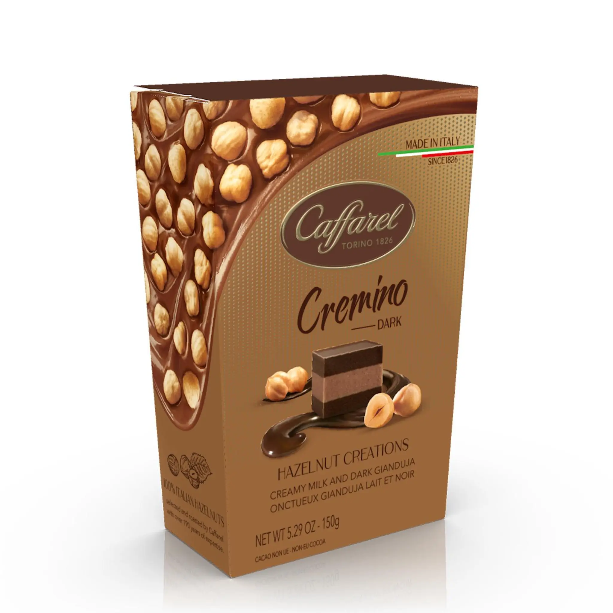 CAFFAREL Bonbons cremino au chocolat noir et lait gianduja