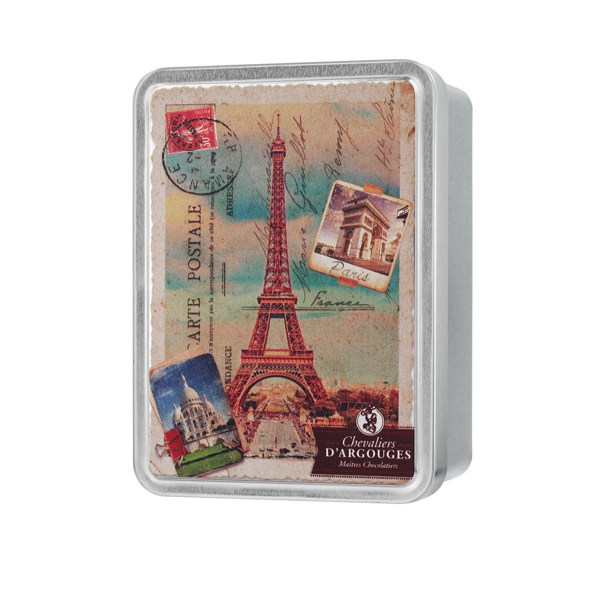 CHEVALIERS D'ARGOUGES Boite de chocolats giandujas paris carte postale
