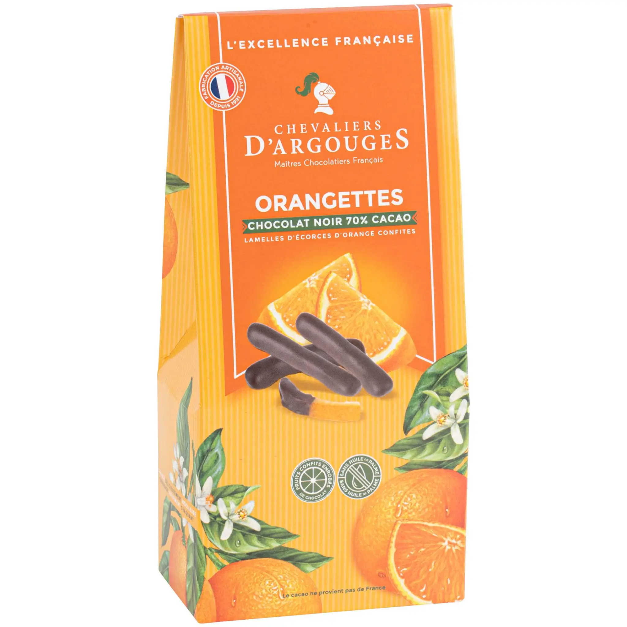 CHEVALIERS D'ARGOUGES Orangettes enrobées de chocolat noir