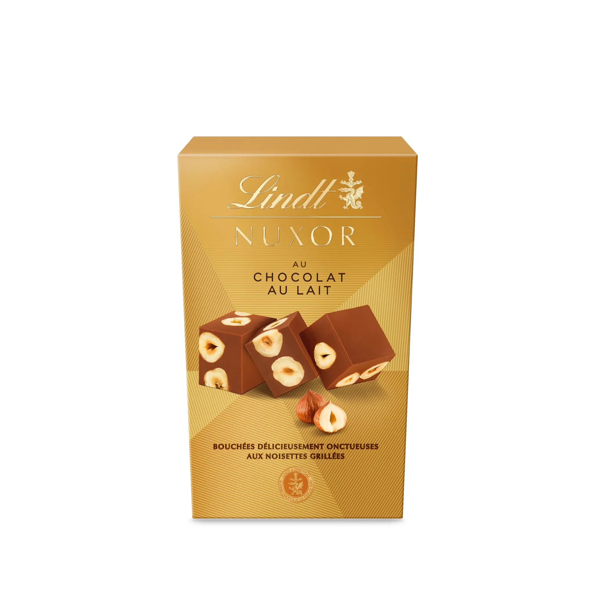 LINDT Nuxor bouchées de chocolat au lait aux noisettes gianduja