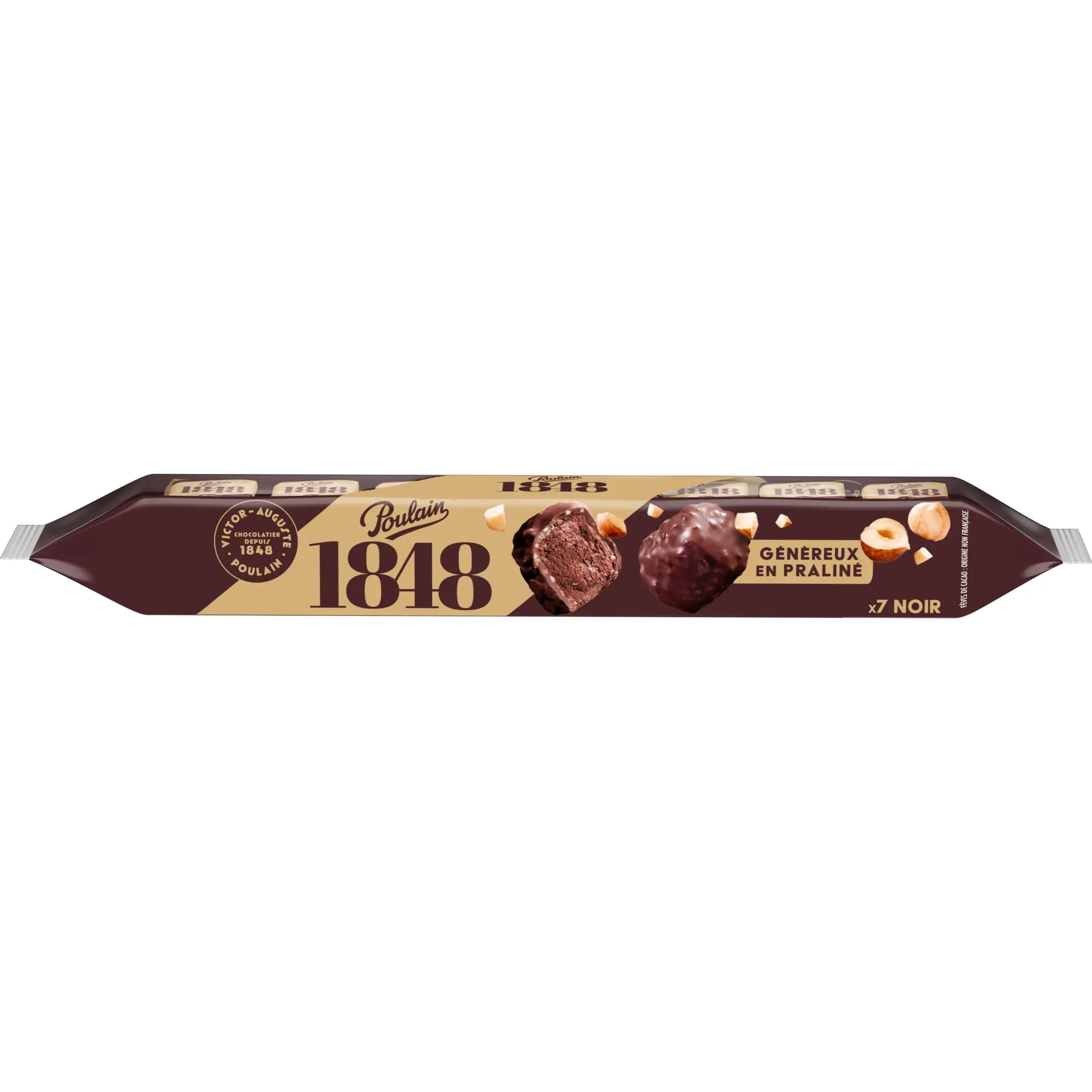 POULAIN Rochers de chocolat noir aux éclats de noisettes caramélisés fourré praliné noisettes