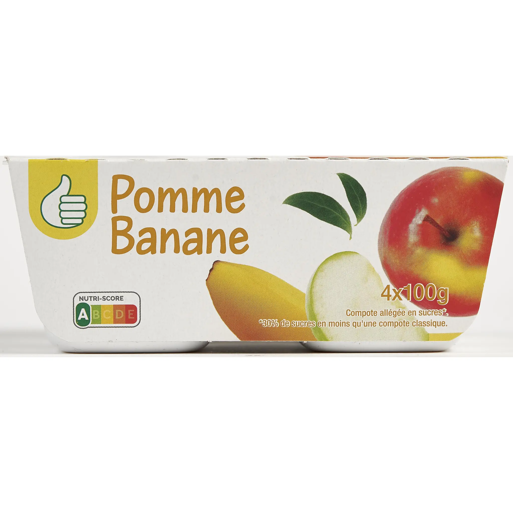 POUCE Coupelles compote de pomme banane allégée en sucres