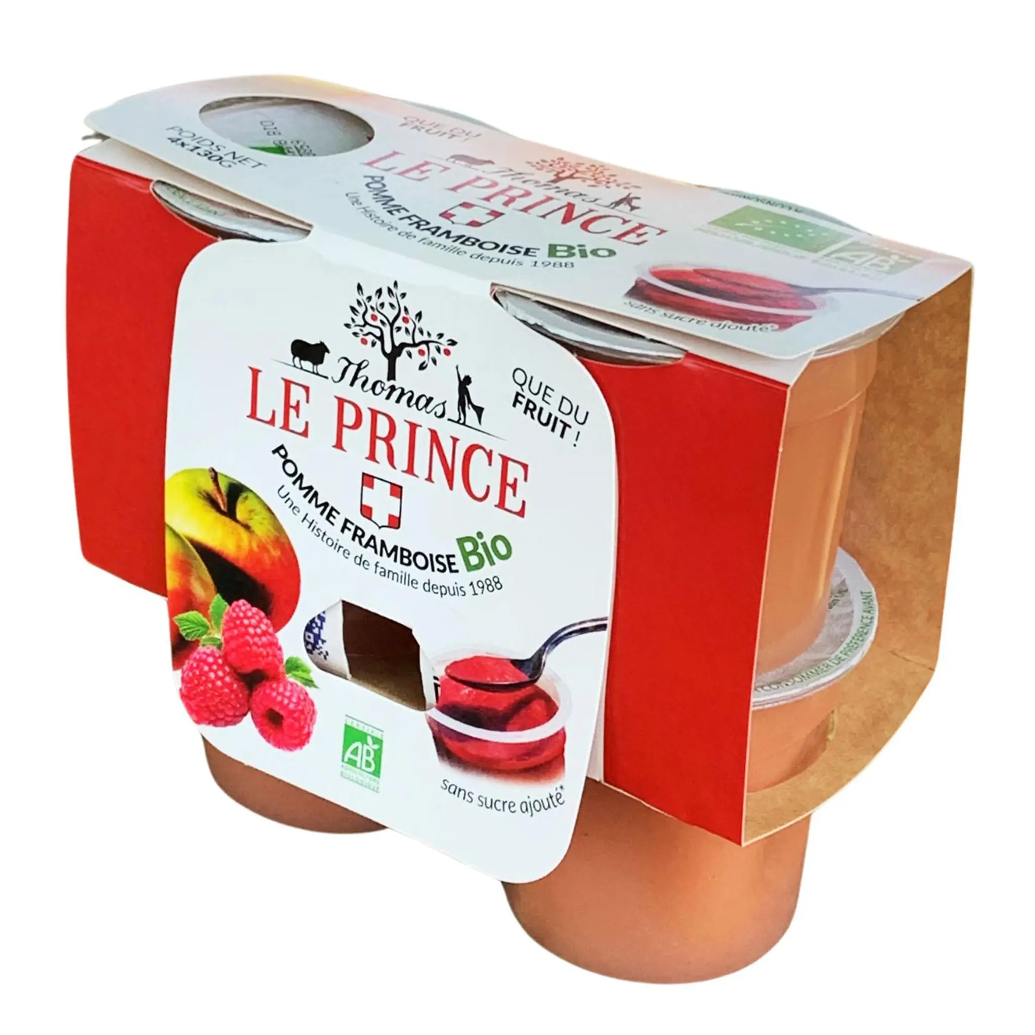 THOMAS LE PRINCE Coupelles purée pomme framboise bio