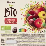 AUCHAN BIO Coupelles de purée pommes et châtaignes